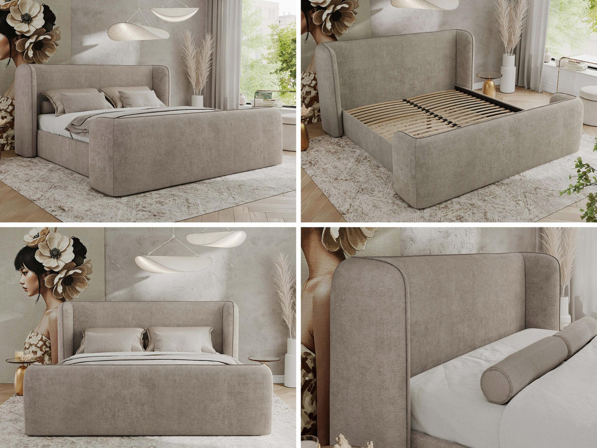 POLSTERBETT EMORA CLASSIC DUO 200/200 - Beige Strukture - Pocket-Matratze - Beige, Textil (200/200cm) - MKS