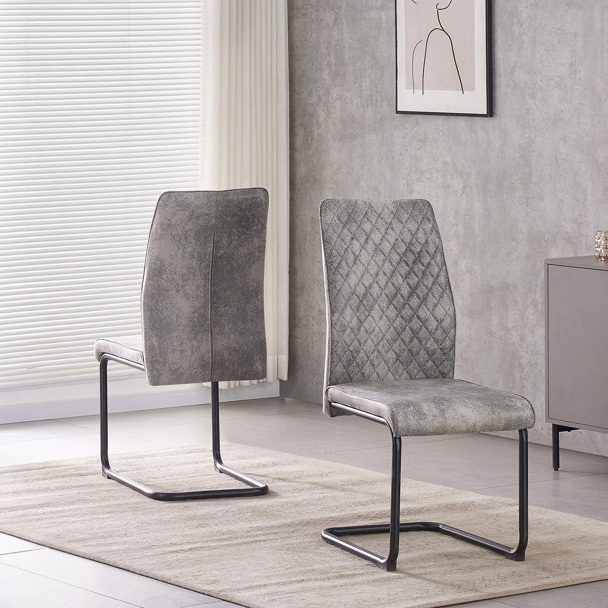 SCHWINGSTUHL THEO Grau 4 Stück - Grau, Textil/Metall (44/98/58cm) - B&D Home