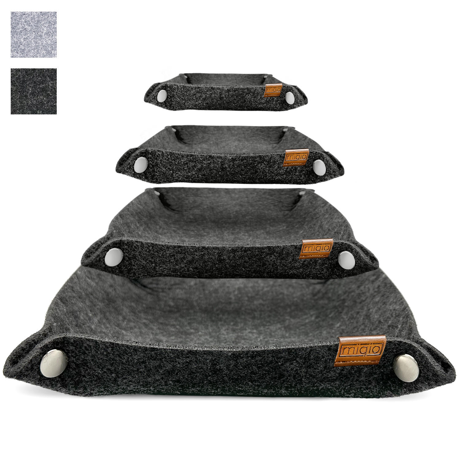 AUFBEWAHRUNGSSCHALE 4er-Set - Dunkelgrau, Textil (33/4/33cm) - Miqio Design