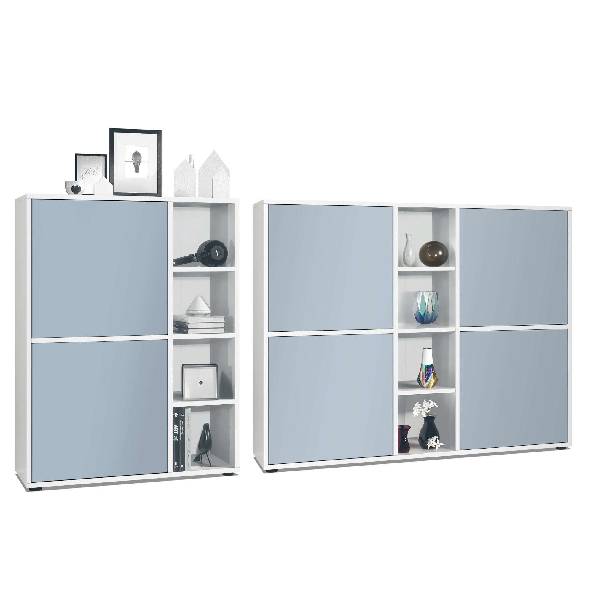 WOHNZIMMERSET Miami Denim matt - Pastellblau, Holzwerkstoff (214.5/105.5/35.5cm) - Vladon