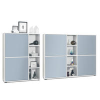 WOHNZIMMERSET Miami Denim matt - Pastellblau, Holzwerkstoff (214.5/105.5/35.5cm) - Vladon