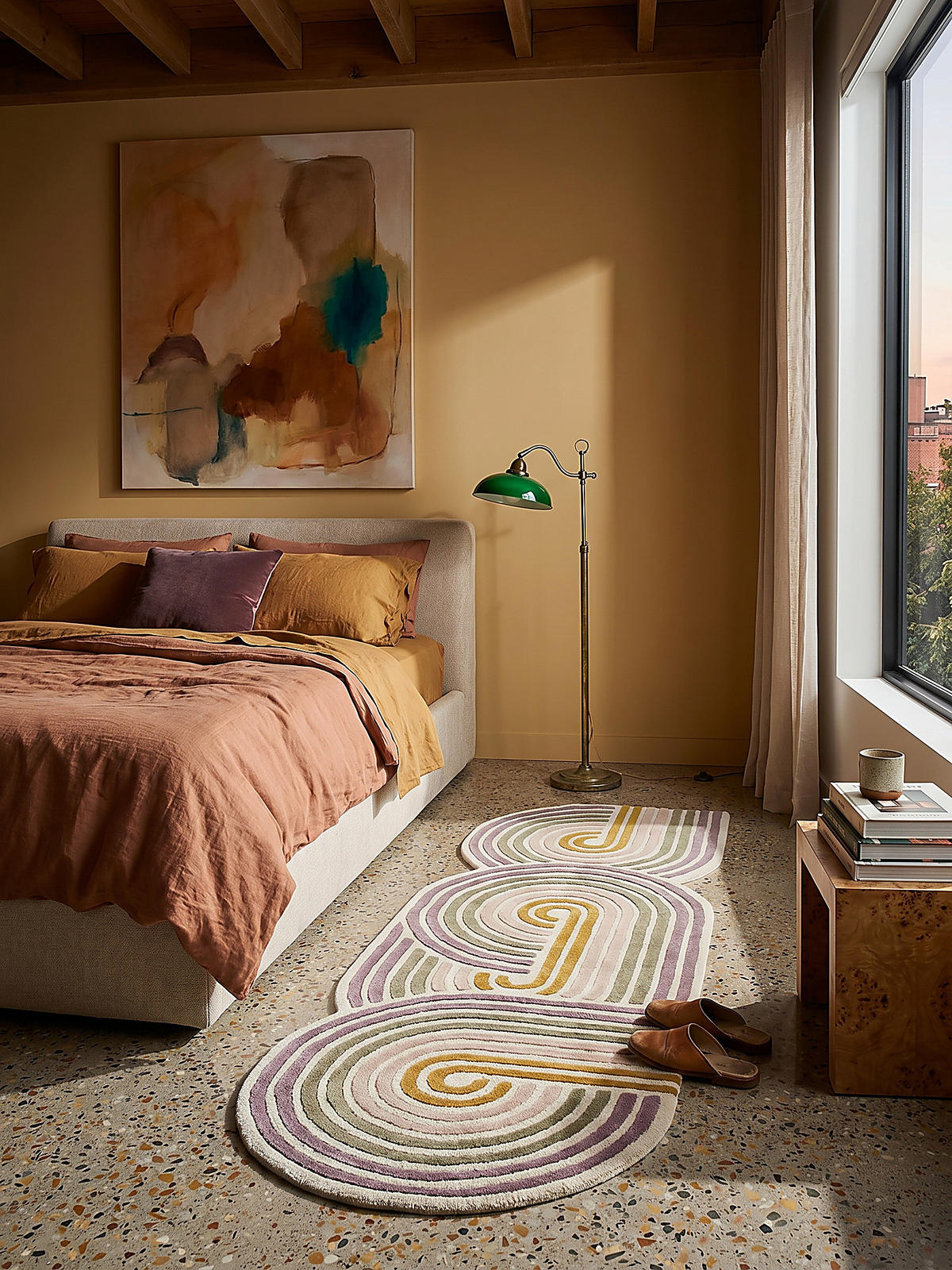 WOLLTEPPICH SOAR, abstrakt, Grün, 80 x 300 cm - Beige, Textil (80/300cm) - KADIMA DESIGN
