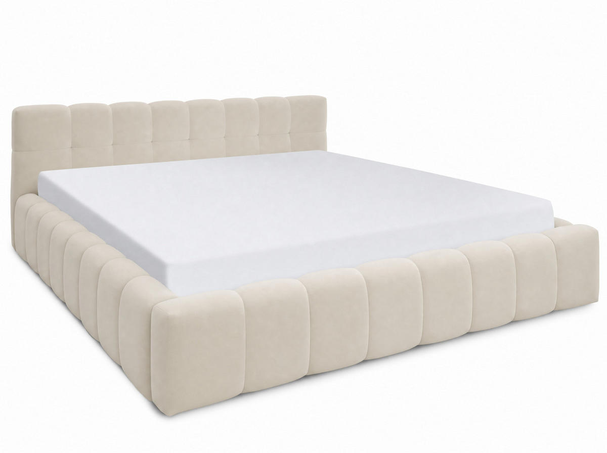 POLSTERBETT Celestia Beige 160/200 cm Samt mit Bettkasten - Beige, Textil/Metall (160/200cm) - wonello