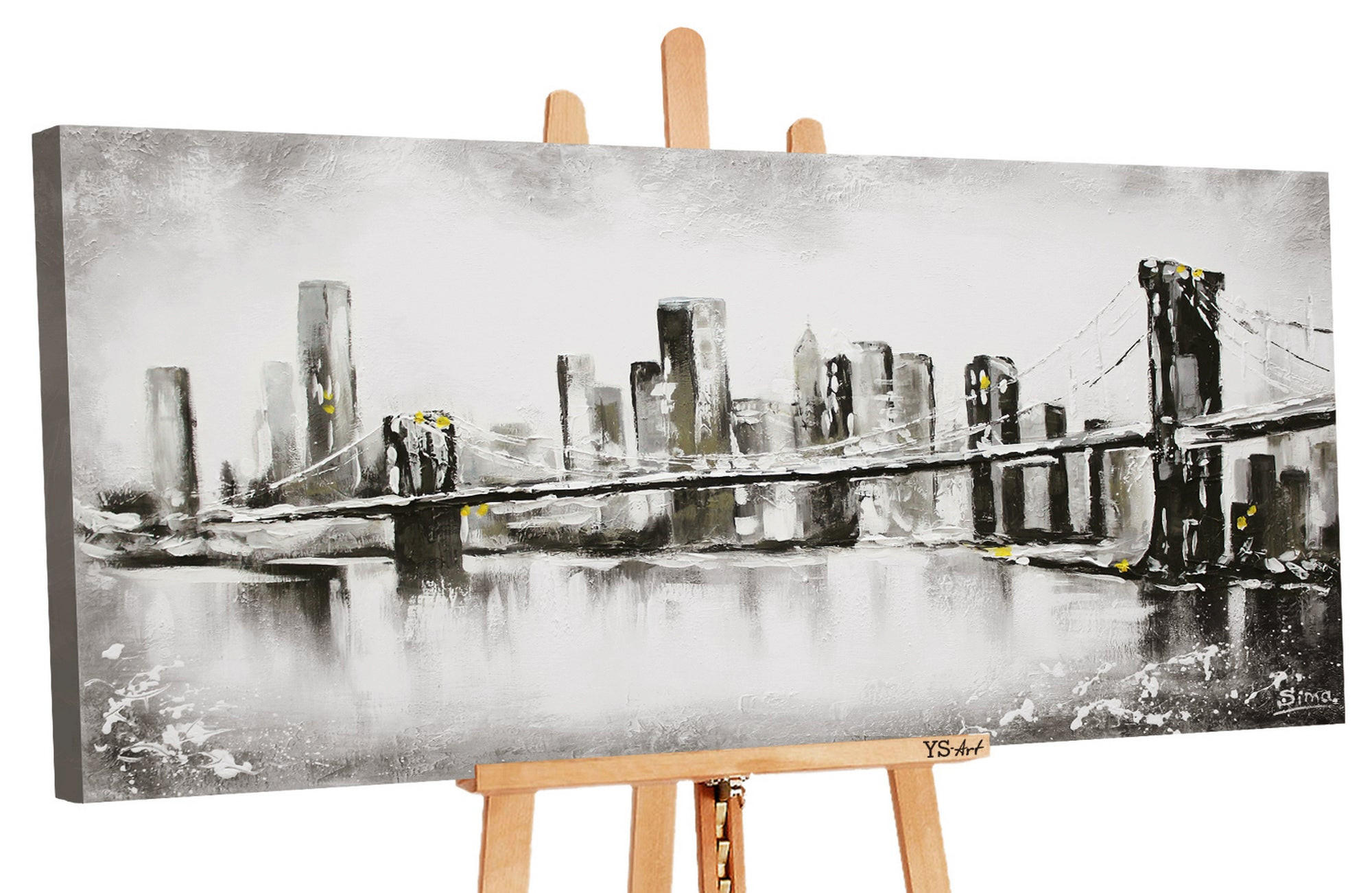 GEMÄLDE Großstadt auf Keilrahmen 200x100 cm - Schwarz, Holz (200/100cm) - YS-art gallery
