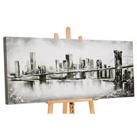 GEMÄLDE Großstadt auf Keilrahmen 200x100 cm - Schwarz, Holz (200/100cm) - YS-art gallery