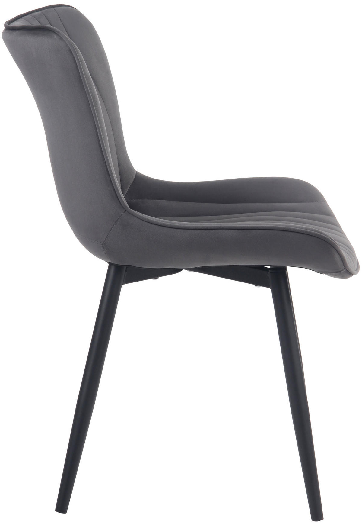 STUHL 2er Set Samt dunkelgrau - Dunkelgrau/Schwarz, Textil/Metall (50/80.5/62cm) - CLP