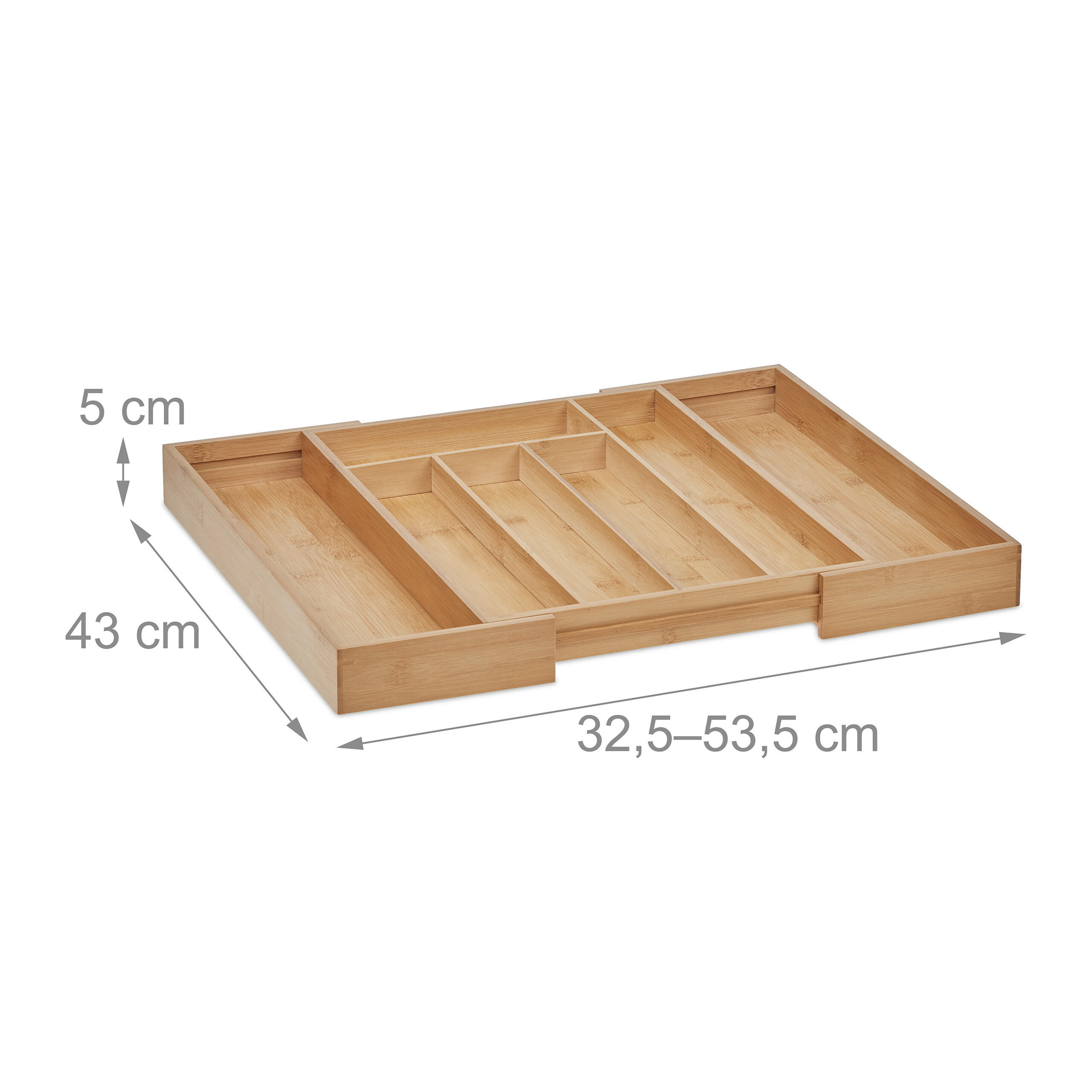 BESTECKKASTEN - Hellbraun, Holz/Kunststoff (53.5/5/43cm) - Relaxdays