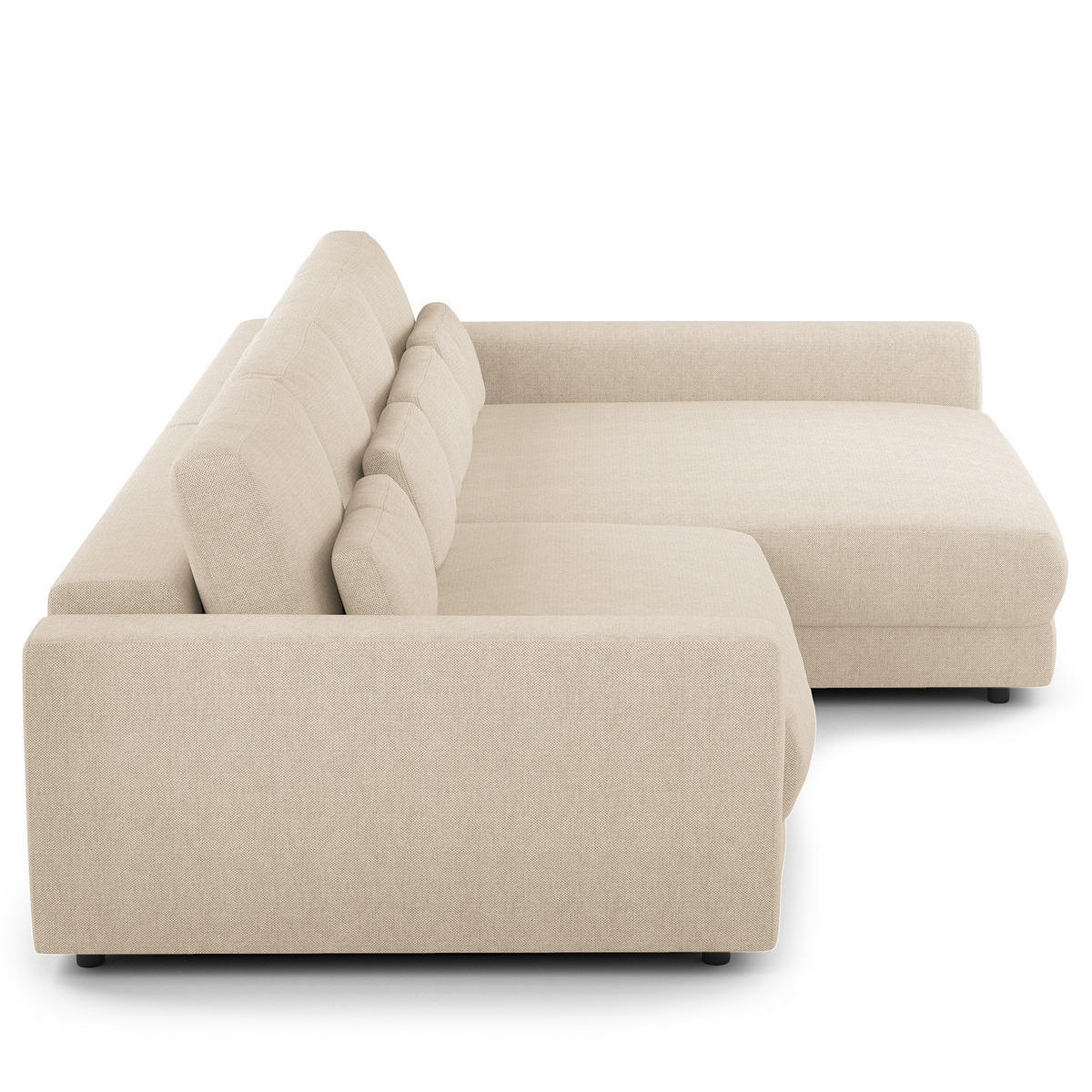 ECKSOFA mit XXL-Longchair - Beige/Schwarz, Kunststoff/Textil (323/182cm) - home24