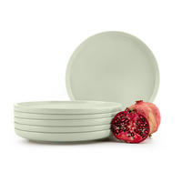 TELLER-SET VICTO 6-tlg Speiseteller, matt beige/grün/grau - Creme, Keramik (27cm) - KONSIMO®
