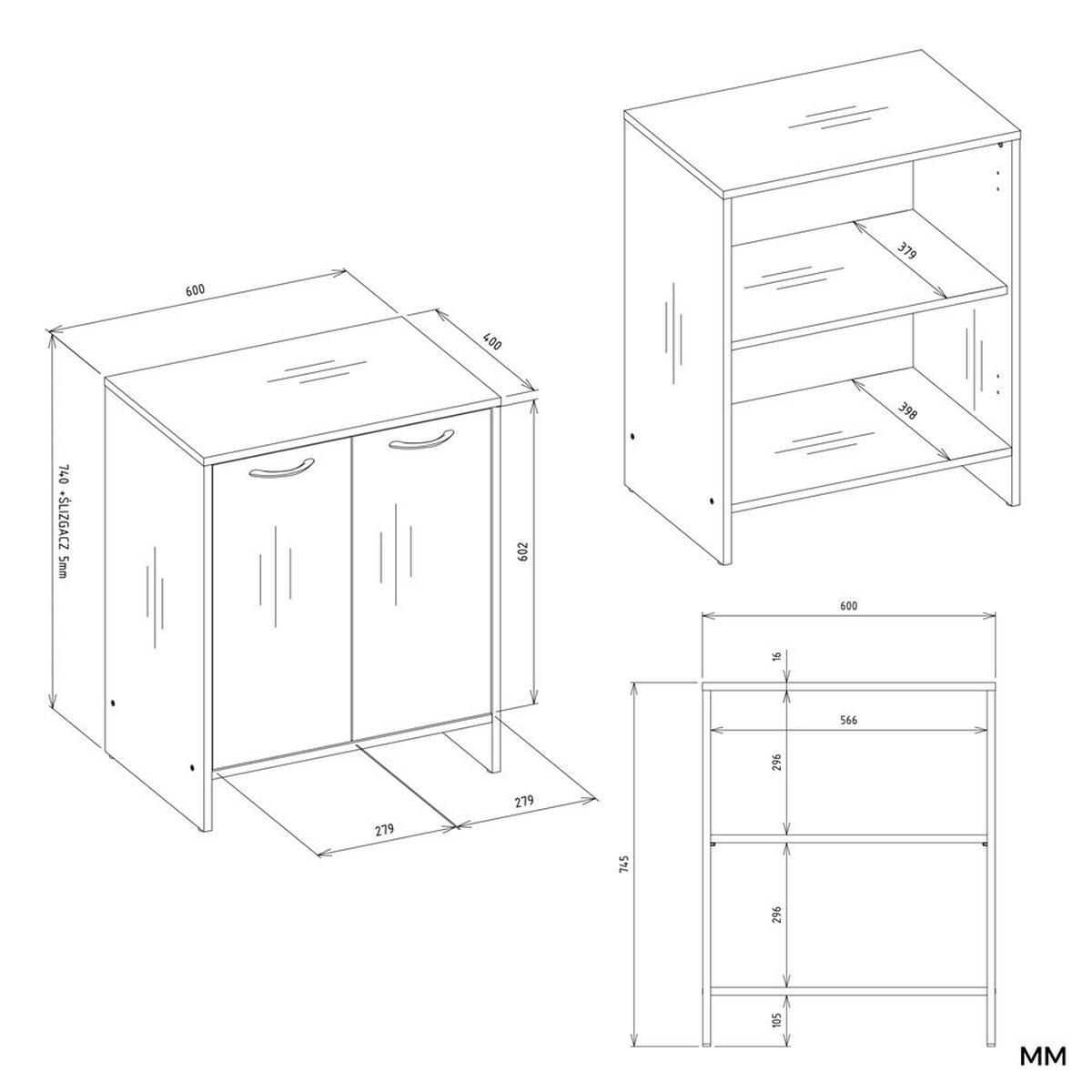BADEZIMMERSCHRANK Vio - Weiß, Holzwerkstoff (60/74/40cm) - kommodly