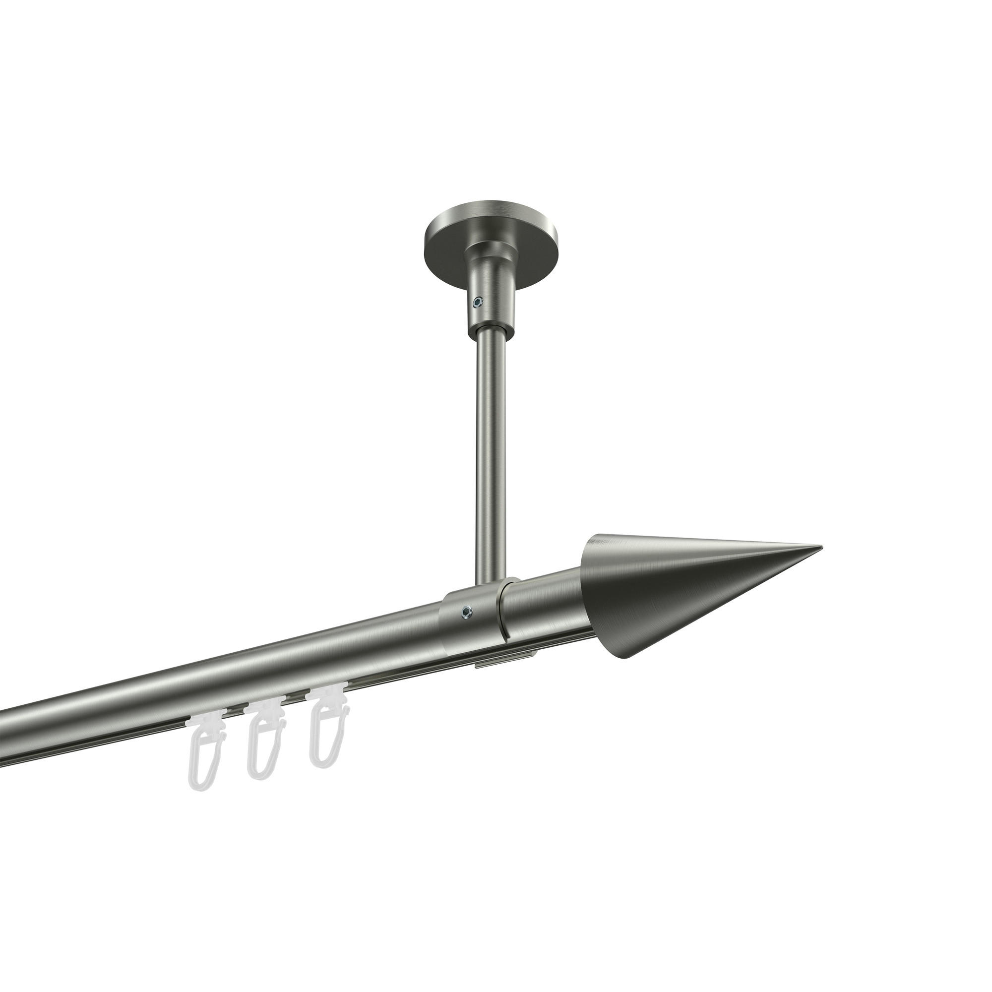 INNENLAUF-GARDINENSTANGEN-SET Sonette Savio 140 cm, 1-läufig, 20 mm Ø Edelstahl-Optik - Edelstahlfarben, Metall (140cm) - INTERDECO
