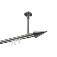 INNENLAUF-GARDINENSTANGEN-SET Sonette Savio 240 cm (geteilt in 2 x 120 cm), 1-läufig, 20 mm Ø Edelstahl-Optik - Edelstahlfarben, Metall (240cm) - INTERDECO