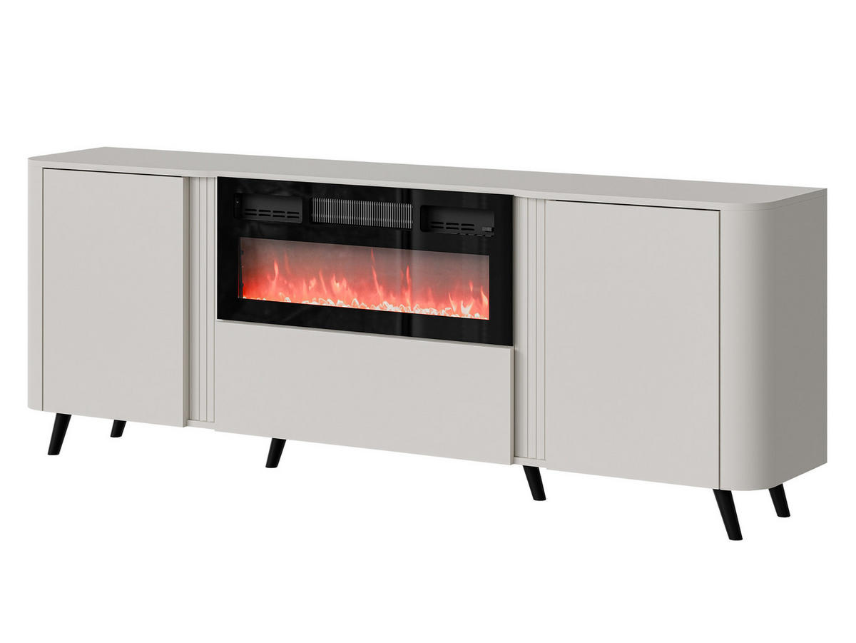 KOMMODE Volare 200 EF mit Kamin - Kaschmir/Schwarz, Holzwerkstoff/Kunststoff (200/76/39cm) - MIRJAN24