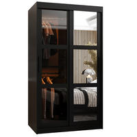 SCHWEBETÜRENSCHRANK 200/100/62 2-türig - Schwarz, Holz/Kunststoff (100/200/62cm) - Abiks Möbel