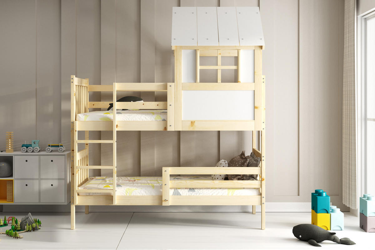 ETAGENBETT KACPER 190x90cm mit Dach - Kieferfarben, Holz (90/190cm) - Interbeds