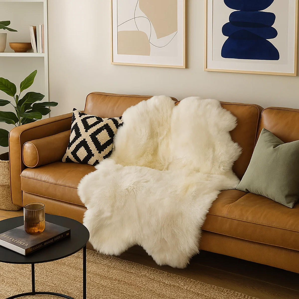 SCHAFFELL Teppich Läufer Naturweiß ca. 180x110 cm vernäht - Weiß, Fell (110/180cm) - Provellus