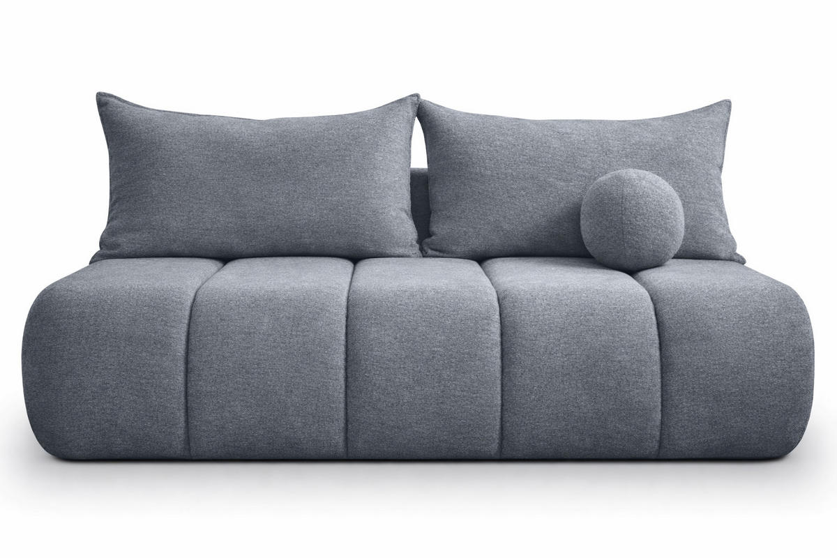 SOFA Mit Schlaffunktion Und Bettkasten, Veloursstoff Monolith, Silber, PIANO - Silberfarben, Holz (207/91/103cm) - Kaiser Möbel