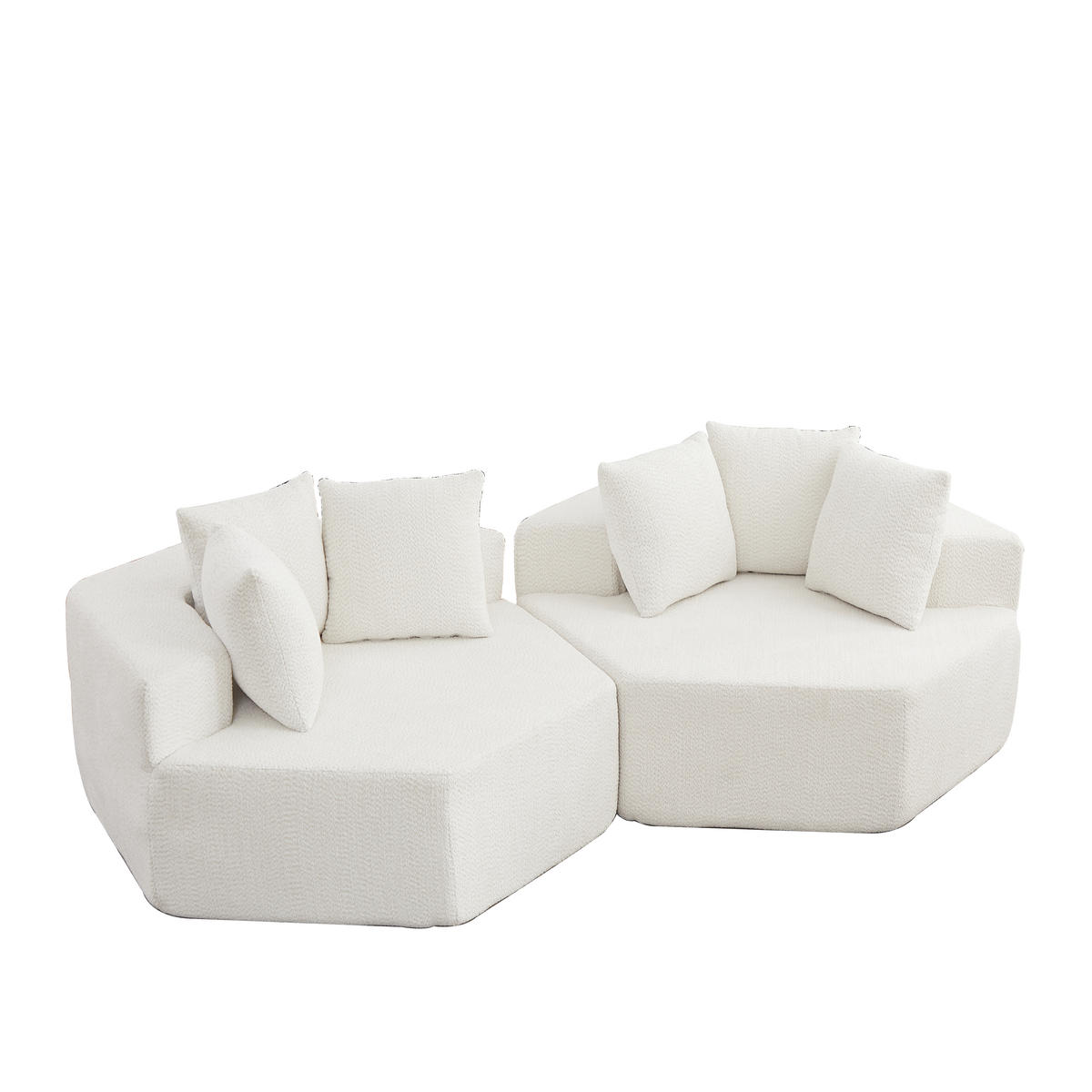 SESSEL 2er-Set Sechseckig modular mit 3 Kissen, DE-42738, Beige - Beige, Textil (138/76/122cm) - ComfortXL