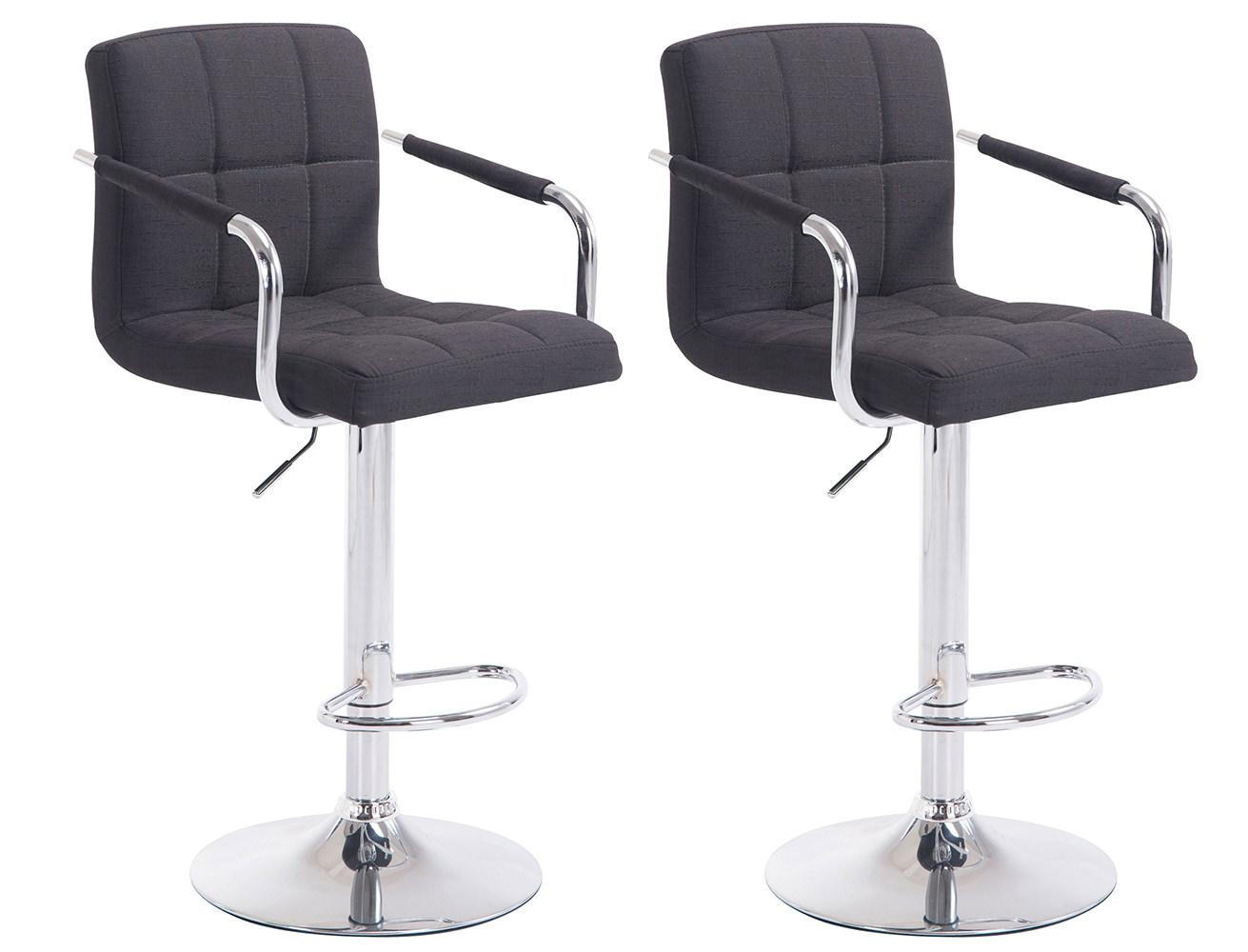 BARHOCKER 2er Set Stoff schwarz - Chromfarben/Schwarz, Textil/Metall (54/91/46cm) - CLP