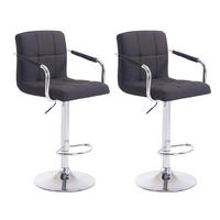 BARHOCKER 2er Set Stoff schwarz - Chromfarben/Schwarz, Textil/Metall (54/91/46cm) - CLP
