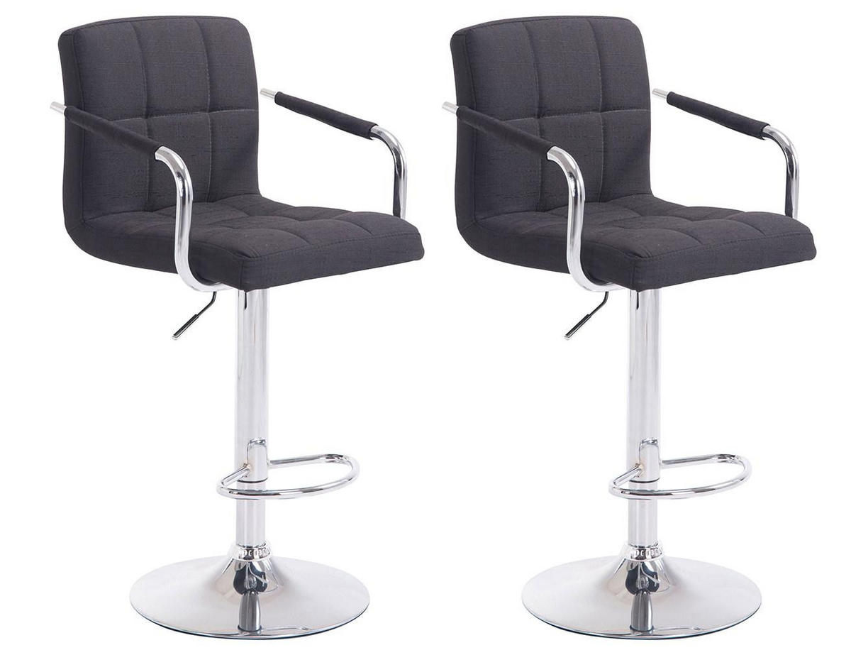 BARHOCKER 2er Set Stoff schwarz - Chromfarben/Schwarz, Textil/Metall (54/91/46cm) - CLP