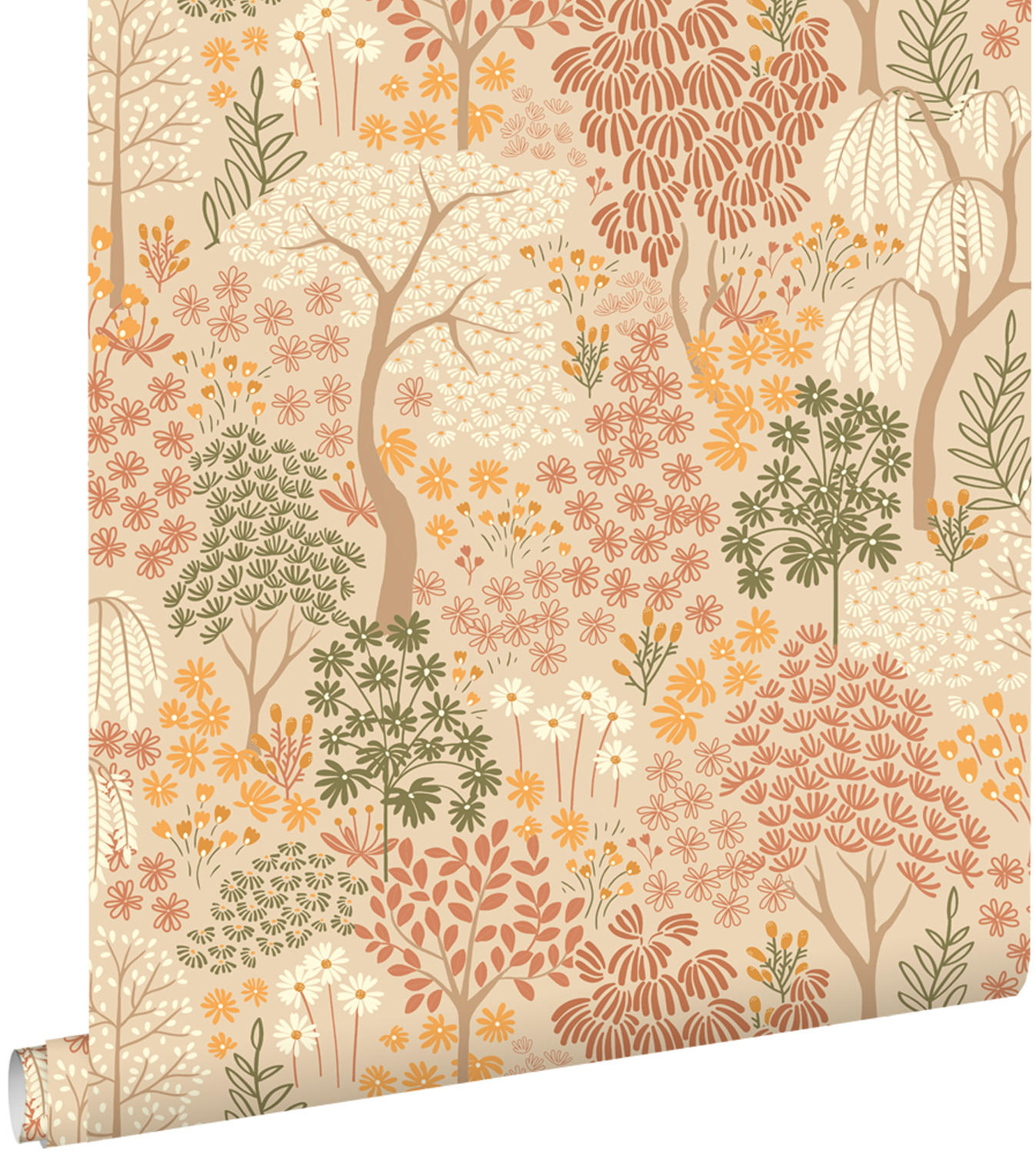 TAPETE Bäumen und Blumen 50 x 900 cm - Orange, Papier (50/900cm) - ESTAhome