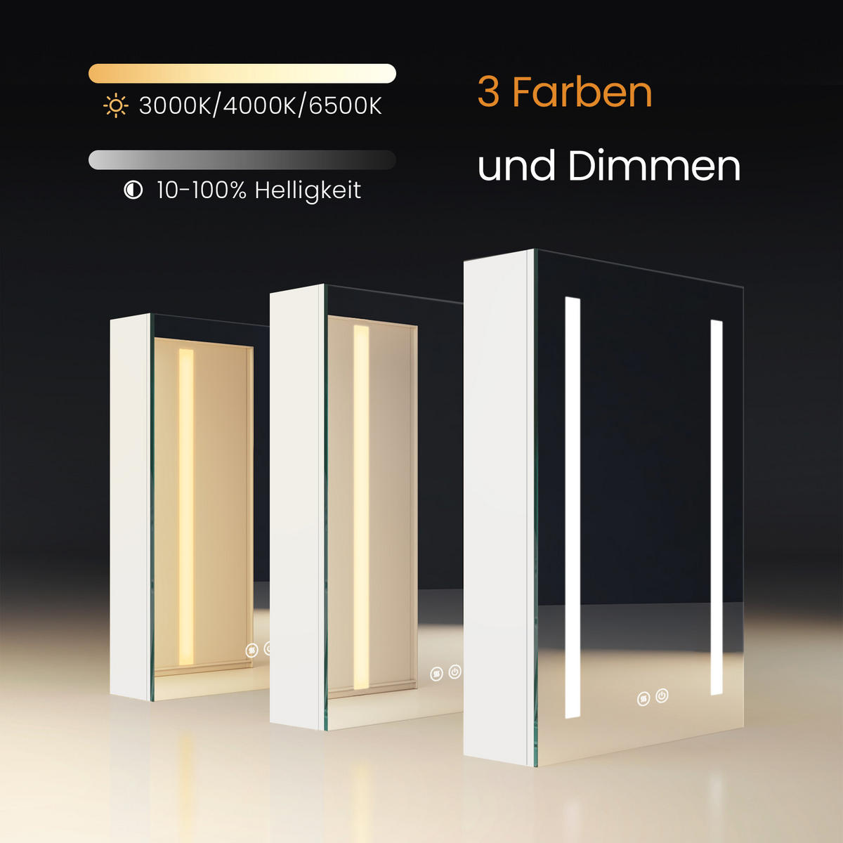 SPIEGELSCHRANK mit Beleuchtung Weiß 60/40/14,5 - Weiß, Metall (40/60/60cm) - EMKE