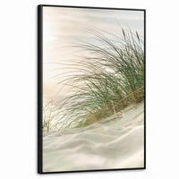 LEINWAND Bilder mit Rahmen - Dünen mit Strandhafer in der Sonne des Nationalparks Schleswig-Holsteinisches Wattenmeer - 60x90 - Creme, Textil (60/90cm) - MuchoWow