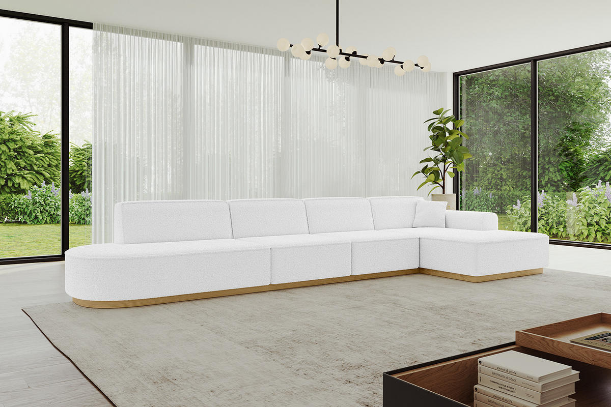ECKSOFA Ottomane Rechts IREA-L3-v2 - 403x165x81 cm Weiß - Weiß, Holzwerkstoff/Textil (403/165cm) - ALTDECOR