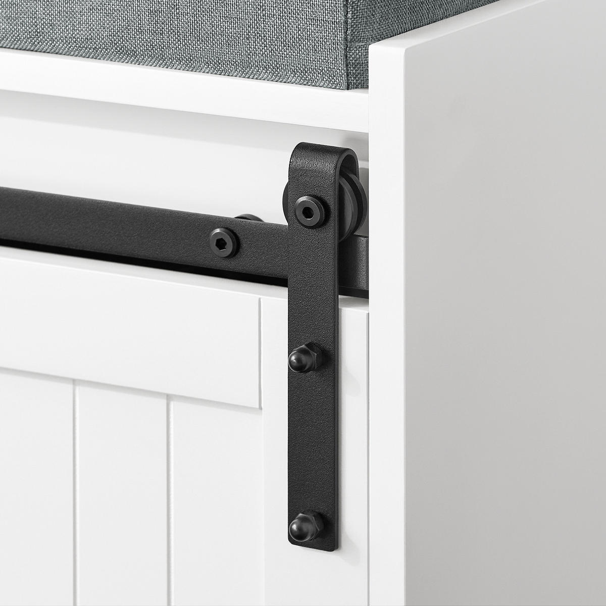 SCHUHBANK Weiß - Weiß, Holzwerkstoff/Metall (90/46/35cm) - SoBuy
