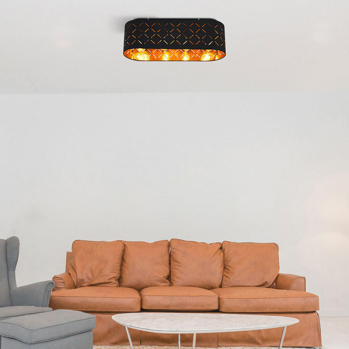 DECKENLEUCHTE Clarke Metall Schwarz - Schwarz, Metall (60/20/18cm) - Globo Lighting