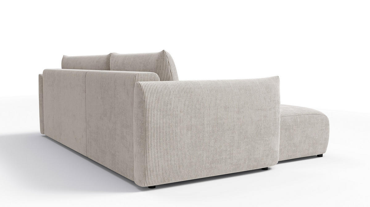 ECKSOFA TAUER 3-Sitzer rechts, perlweiß - Schwarz/Weiß, Holz/Textil (248/173cm) - Courtois Laville