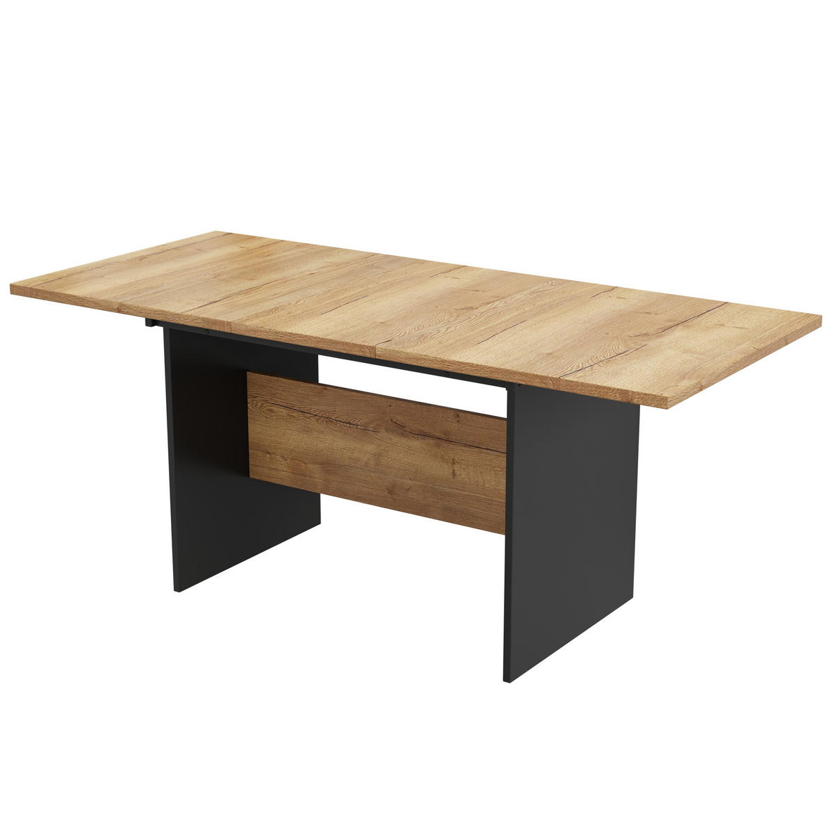 ESSTISCH, MDF mit Teleskopauszug, 140–180/80/75 cm, Schwarz/Dunkelwalnuss - Schwarz, Holzwerkstoff (180/80/75cm) - Redom