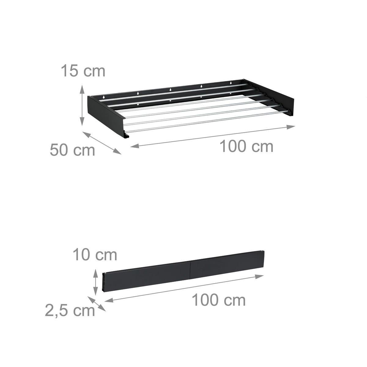 NÁSTENNÝ sušiak na prádlo - viacfarebná, kov (100/10/50cm) - Relaxdays