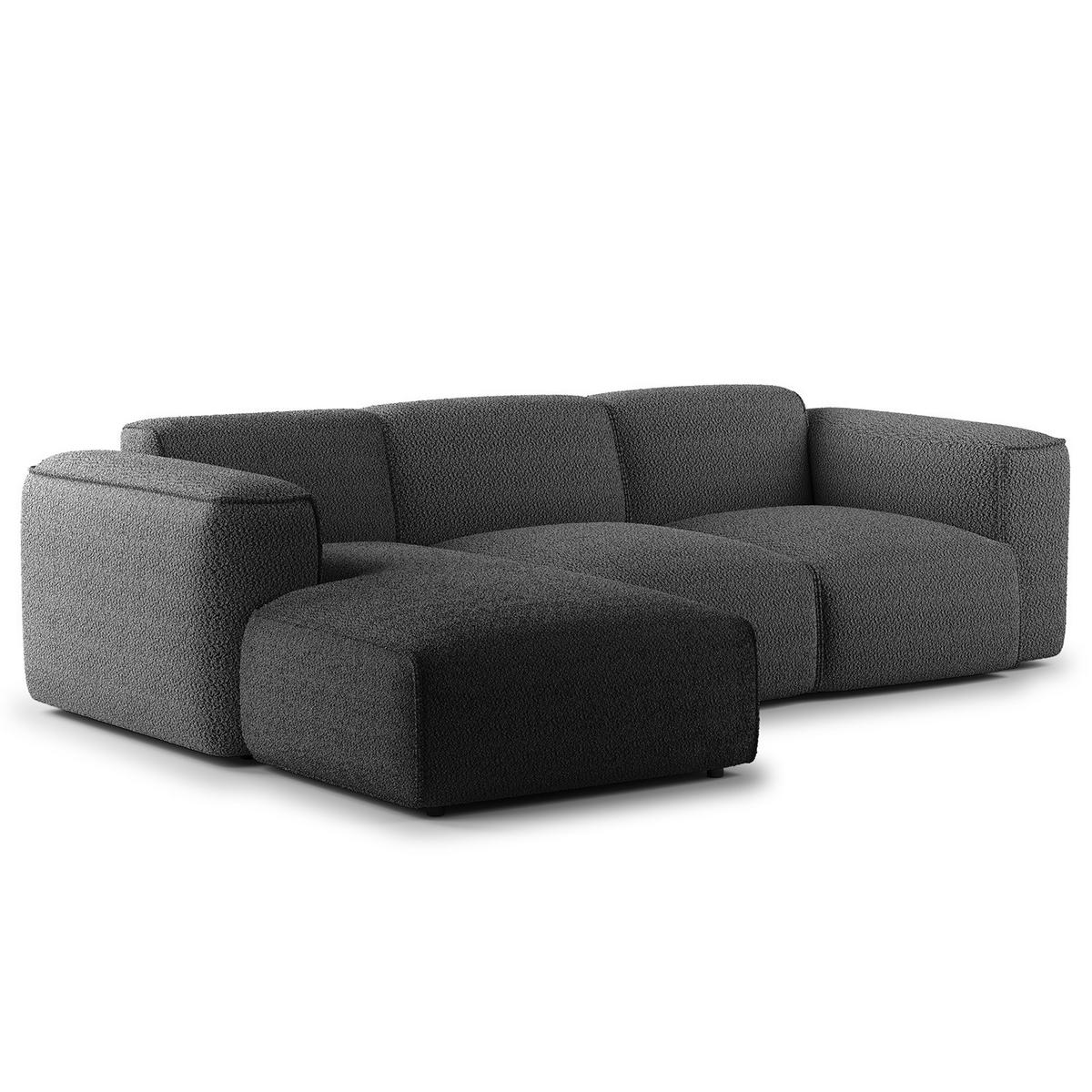 3-SITZER ECKSOFA mit Longchair - Anthrazit/Schwarz, Kunststoff/Textil (251/173cm) - home24