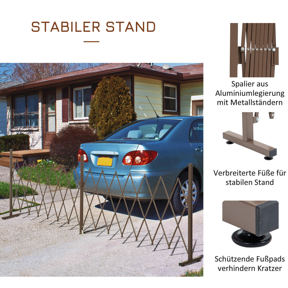 GARTENZAUN, Aluminium, Eisen, Dunkelbraun, 103,5H x 52-405L cm - Dunkelbraun, Metall (31/103cm) - Outsunny