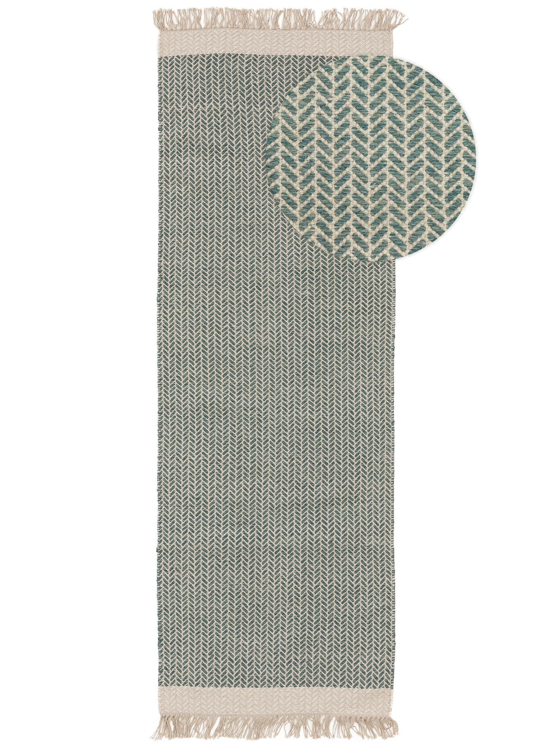 WOLLTEPPICH-LÄUFER Kim Mint 70x200 cm - Mintgrün, Textil (70/200cm) - benuta Pure