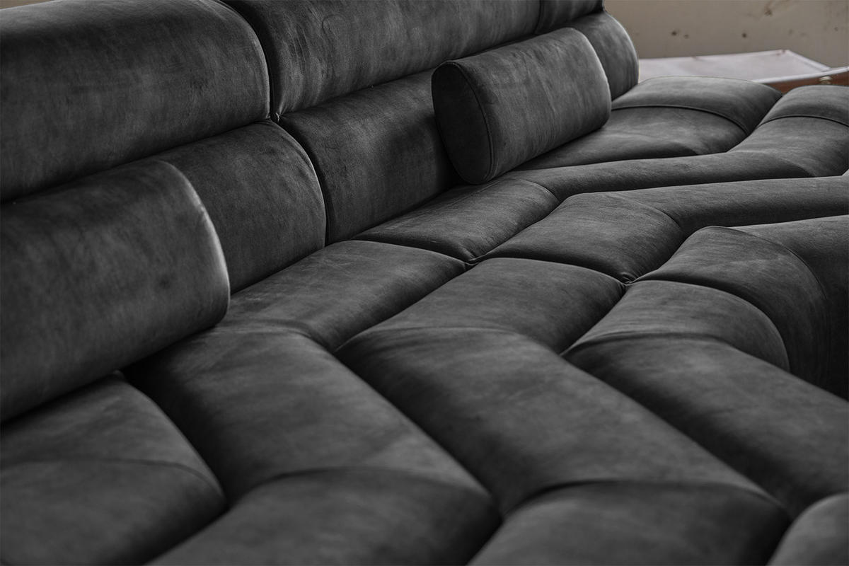 BIG SOFA MIT KISSEN TARA Anthrazit Velvet - Anthrazit, Textil (286/76/143cm) - KAWOLA