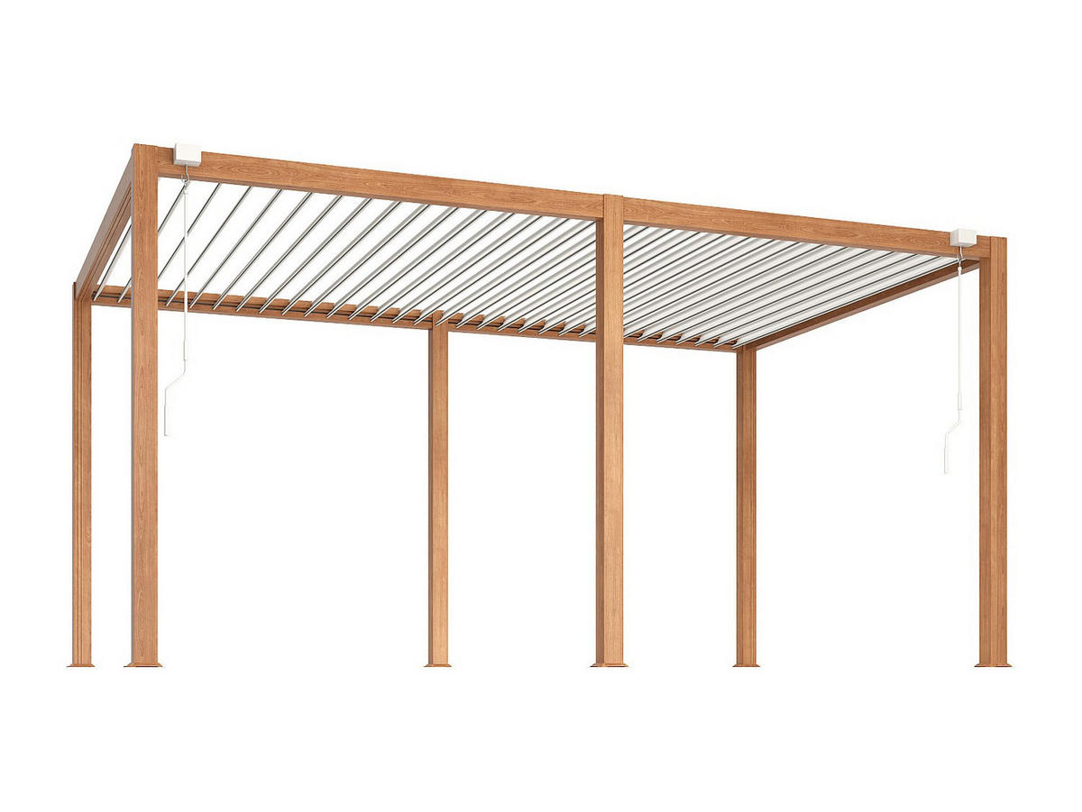 SELBSTTRAGENDE Pergola - 500cm x 300cm - Aluminium - naturfarben dunkel - AMALFI - Naturfarben, Metall (500/250/300cm) - Vente-Unique