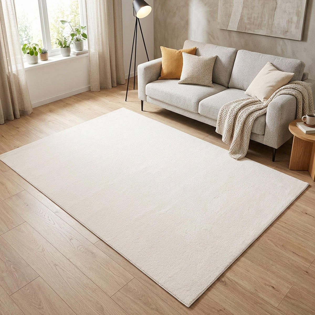 KURZFLOR-TEPPICH Waschbar Calma 200 Creme 200x280 cm - Creme, Kunststoff/Textil (200/280cm) - carpet city