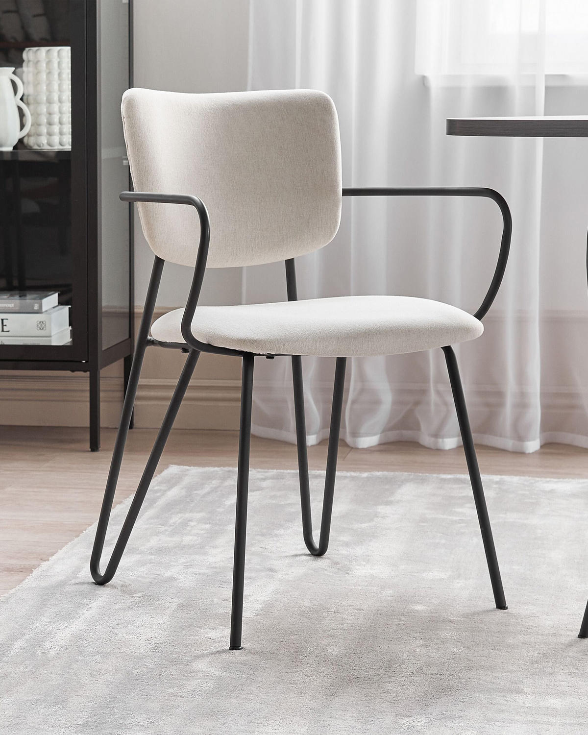 JÍDELNÍ ŽIDLE sada 2 ks čalounění Bílá Elko - bílá, kov/textil (53/80/54cm) - Beliani