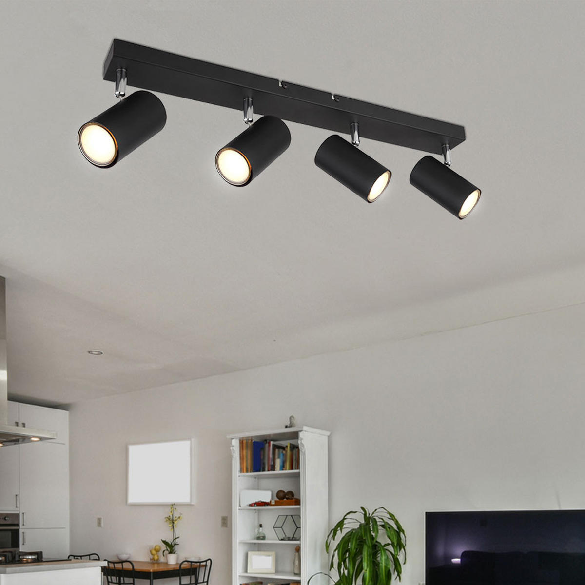 LED DECKENLEUCHTE Robby Schwarz - Schwarz, Metall (56/6/12cm) - Globo Lighting