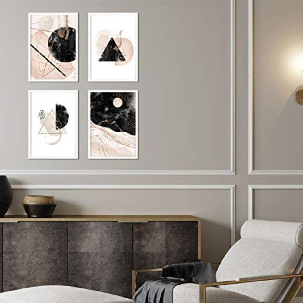 POSTER Set mit 4 Abstrakte Formen und Figuren Braun A3 Rahmenlos - Klar, Papier (29.7/3cm) - Nacnic