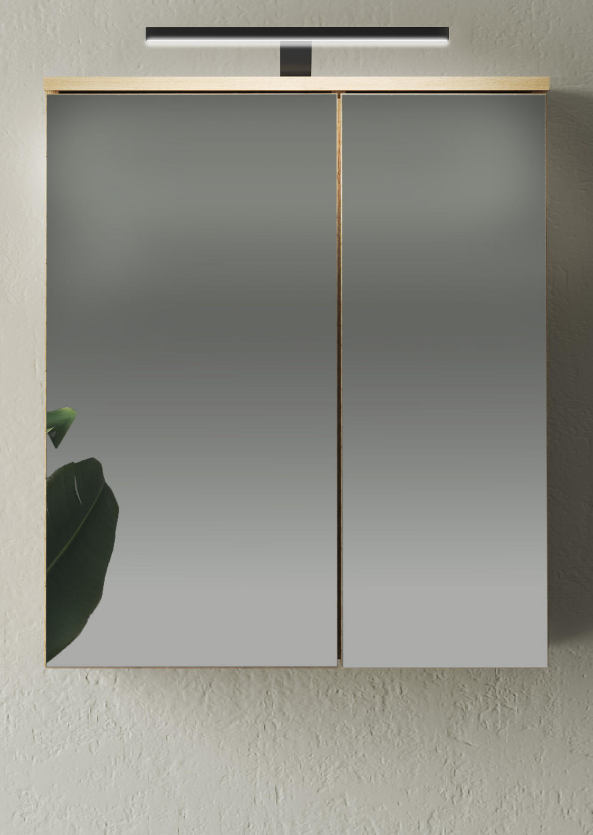 SPIEGELSCHRANK Evoke Eiche, Badschrank 2-türig, 60 x 70 cm - Eichefarben/Grau, Glas/Holzwerkstoff (60/70/19cm) - Furn.Design
