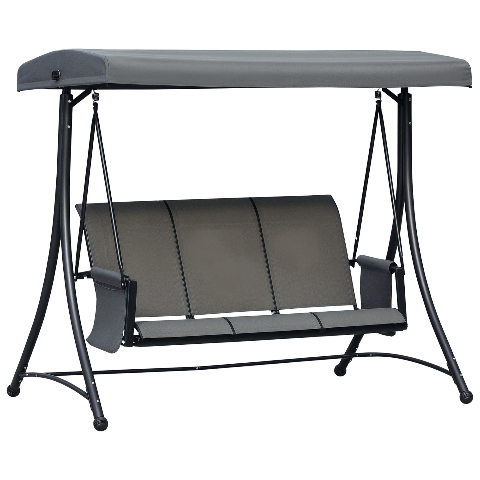 HOLLYWOODSCHAUKEL DE-06979 verstellbares Sonnendach, Seitentasche Dunkelgrau - Dunkelgrau, Metall (196/172/128cm) - ComfortXL