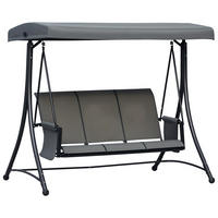 HOLLYWOODSCHAUKEL DE-06979 verstellbares Sonnendach, Seitentasche Dunkelgrau - Dunkelgrau, Metall (196/172/128cm) - ComfortXL