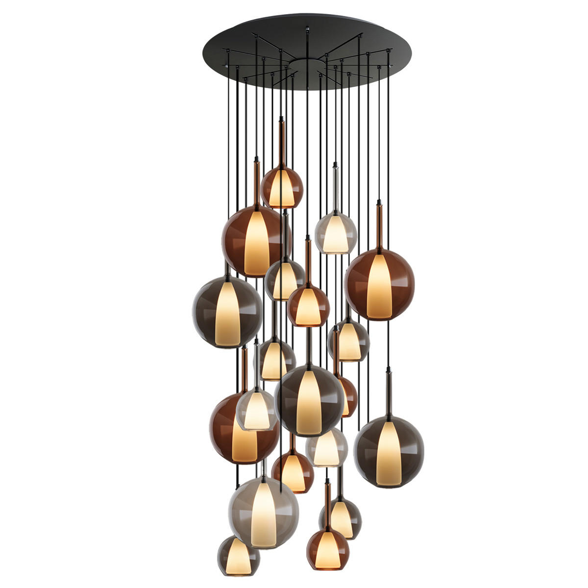 GALERIELEUCHTE Belluna 20-flammig Mehrfarbig Ø 14/24cm - Multicolor, Glas (24/24/45cm) - s.luce