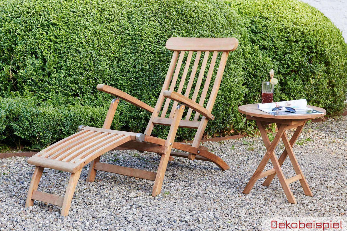 GARTENLIEGE Colorado 160x59x88, Teak, Natur - Naturfarben, Holz (59/88/160cm) - dasmöbelwerk