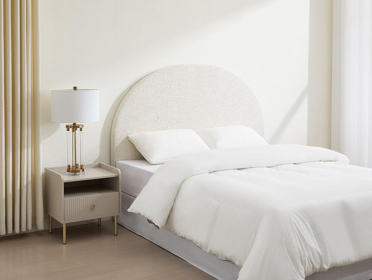 BETTKOPFTEIL - 2 Personen - stoff - beige Panioti - Beige, Textil (195/110/7cm) - Vente-Unique