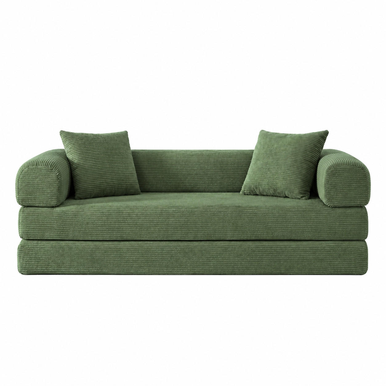 SCHLAFSOFA 195/89/59 cm Grün Samtstoff, 3-Sitzer - Grün, Textil (89/59/195cm) - Oxeza